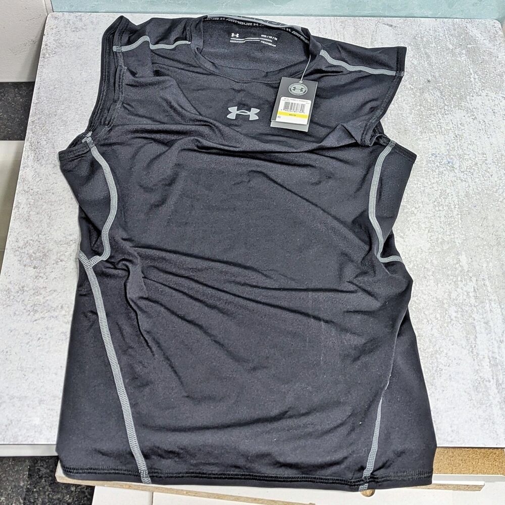 NWT Under Armour Vest Mens Size M Black HeatGear Compression Tank Top Shirt Gym